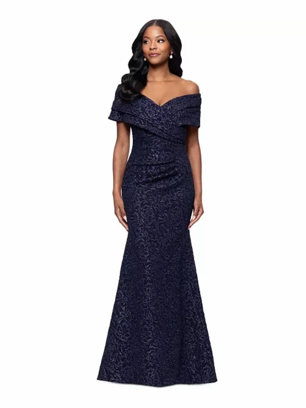 Betsy & Adam
Women's Off-The-Shoulder Brocade Gown